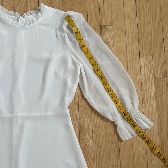 Aritzia Wilfred Swept white puff-sleeve chiffon mini dress size 6 - Picture 11 of 13